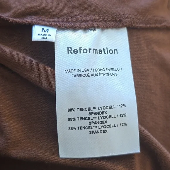 Reformation, Square Neck Long Sleeve Top, Brown, VGUC, Women's M - Picture 11 of 12